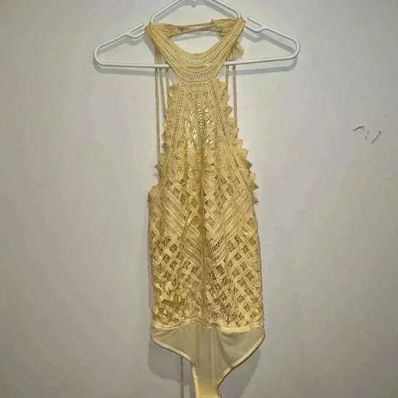 FREE PEOPLE
Be My Battenburg Bodysuit In Vintage Lemon - Picture 3 of 8